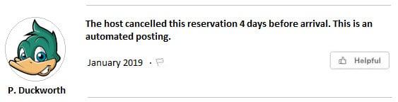 Host cancel Airbnb booking example