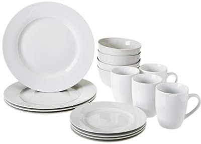 16 piece white dinnerware set for Airbnb kitchen