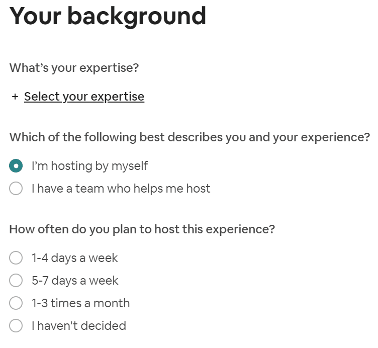 Basic information about your Airbnb Experience screenshot